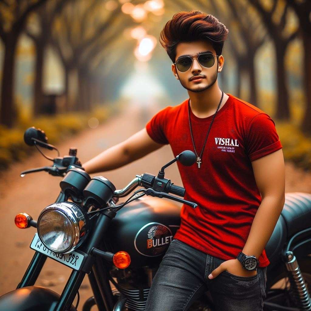 Boy with Bullet bike AI Photo Editing